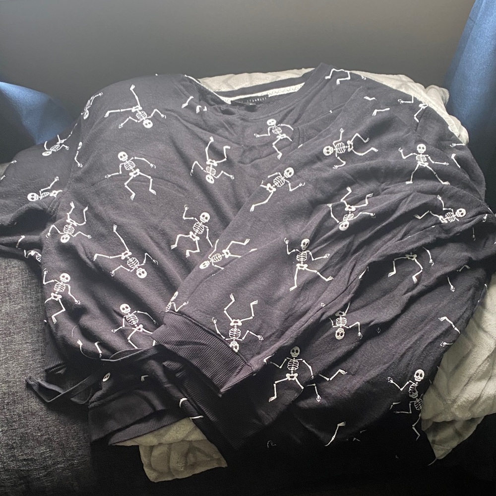 Jane and Delancey Black Skeleton Pajama Set